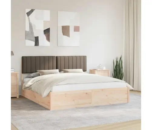 Gultas Rāmis Ar Polsterētu Galvas Balstu Pelēkbrūna Vidaxl