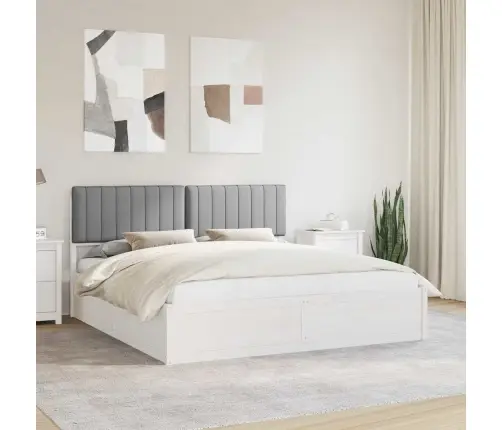 Gultas Rāmis Ar Polsterētu Galvas Balstu Gaiši Pelēks Vidaxl