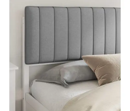 Gultas Rāmis Ar Polsterētu Galvas Balstu Gaiši Pelēks Vidaxl