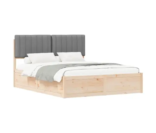 Gultas Rāmis Ar Polsterētu Galvas Balstu Gaiši Pelēks Vidaxl