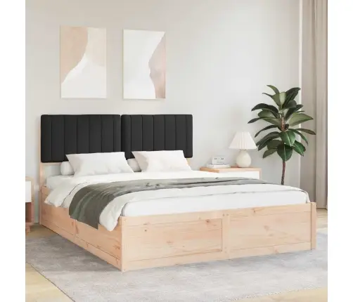 Gultas Rāmis Ar Polsterētu Galvas Balstu Melna 160 X 200 Cm Vidaxl