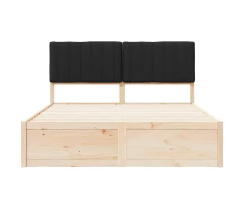 Gultas Rāmis Ar Polsterētu Galvas Balstu Melna 160 X 200 Cm Vidaxl