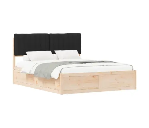 Gultas Rāmis Ar Polsterētu Galvas Balstu Melna 160 X 200 Cm Vidaxl