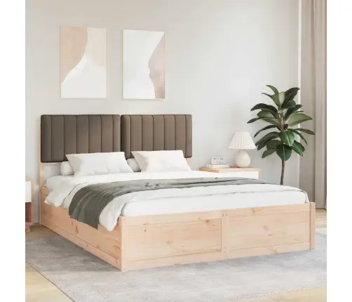 Gultas Rāmis Ar Polsterētu Galvas Balstu Pelēkbrūna Vidaxl