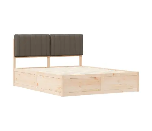 Gultas Rāmis Ar Polsterētu Galvas Balstu Pelēkbrūna Vidaxl