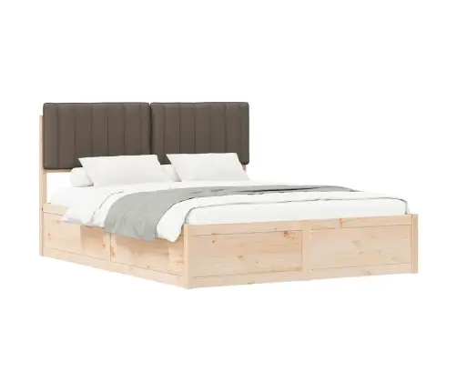 Gultas Rāmis Ar Polsterētu Galvas Balstu Pelēkbrūna Vidaxl