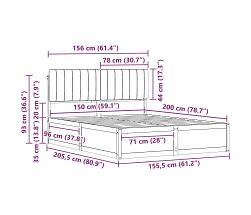 Lovo Rėmas Su Apmuštu Galvūgaliu Šviesiai Pilka 150 X 200 Cm