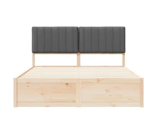 Gultas Rāmis Ar Polsterētu Galvas Balstu Tumši Pelēks Vidaxl