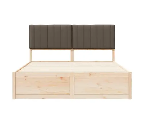 Gultas Rāmis Ar Polsterētu Galvas Balstu Pelēkbrūna Vidaxl