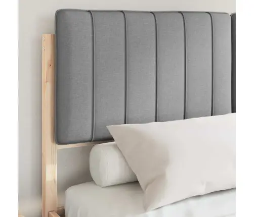 Gultas Rāmis Ar Polsterētu Galvas Balstu Gaiši Pelēks Vidaxl