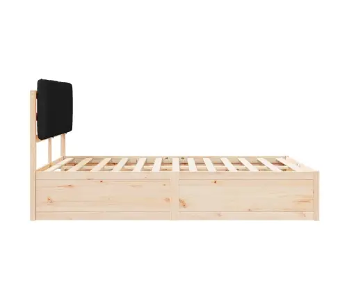 Voodiraam Pehme Peatoega Peaga Must 140 X 190 Cm Tahke Mänd