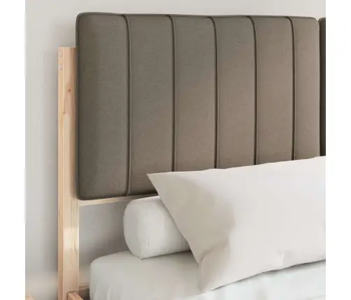 Voodiraam Pehme Peatoega Pruunikashall 140 X 190 Cm Tahke Mänd