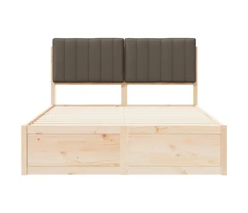 Voodiraam Pehme Peatoega Pruunikashall 140 X 190 Cm Tahke Mänd