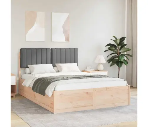 Lovo Rėmas Su Apmuštu Galvūgaliu Tamsiai Pilka 135 X 190 Cm