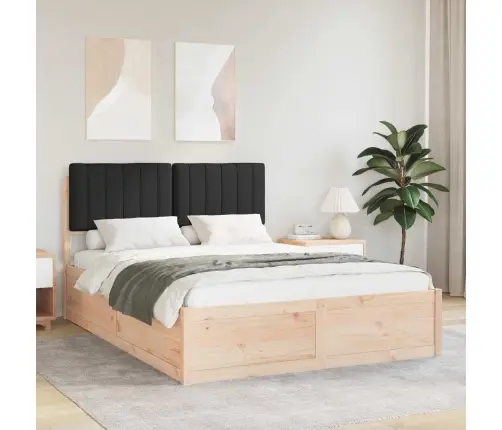 Gultas Rāmis Ar Polsterētu Galvas Balstu Melna 135 X 190 Cm Vidaxl