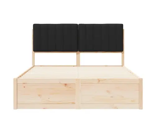 Gultas Rāmis Ar Polsterētu Galvas Balstu Melna 135 X 190 Cm Vidaxl