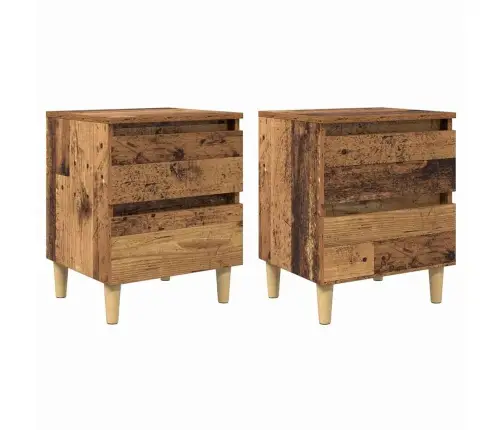 Lova Spintelės Su Stalčių 2 Pcs Senovinis Medis 40 X 35 X 50 Cm