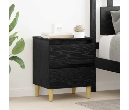 Gultas Skapis Melns Ozolkoks 40 X 35 X 50 Cm Inženierijas Koks Vidaxl