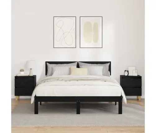 Gultas Skapis Melns Ozolkoks 40 X 35 X 50 Cm Inženierijas Koks Vidaxl