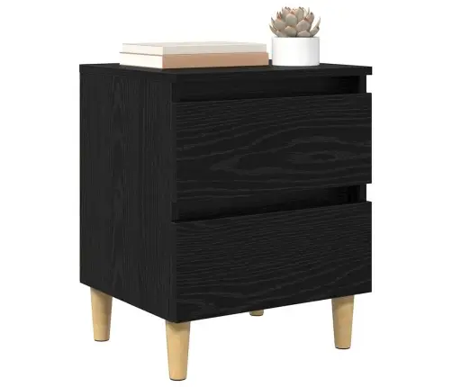 Gultas Skapis Melns Ozolkoks 40 X 35 X 50 Cm Inženierijas Koks Vidaxl