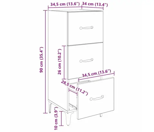 Kabalas Juodas Ąžuolas 34,5 X 34 X 90 Cm Apdirbta Mediena