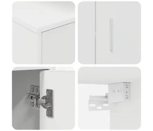 Tv Spintelių Komplektas 4 Pcs Balta Apdirbta Mediena