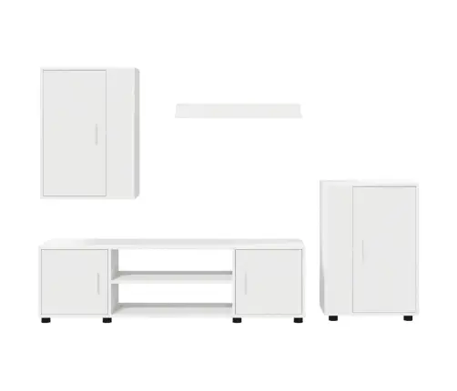 Tv Spintelių Komplektas 4 Pcs Balta Apdirbta Mediena