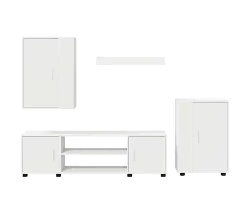 4 Gabalu Tv Skapja Komplekts 4 Pcs Balta Inženierijas Koks Vidaxl