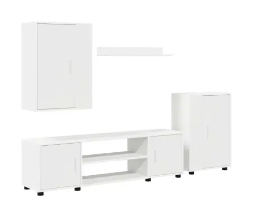 Tv Spintelių Komplektas 4 Pcs Balta Apdirbta Mediena