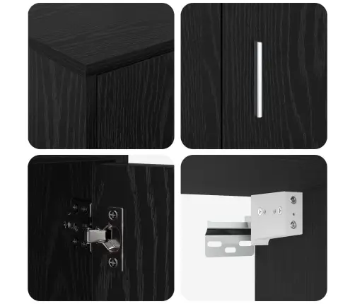 4 Gabalu Tv Skapja Komplekts Ar Plauktu 4 Pcs Melns Ozols Vidaxl