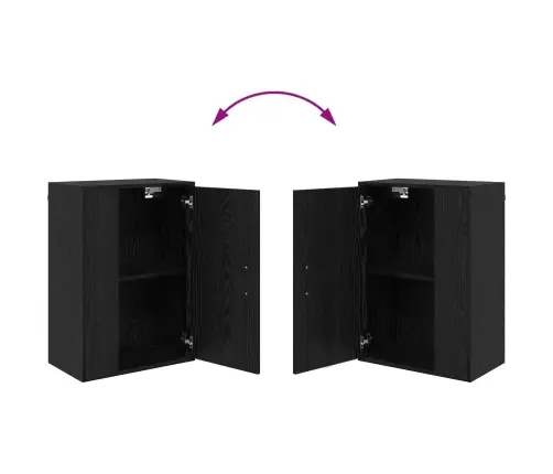 Tv Spintelių Komplektas 4 Pcs Juodas Ąžuolas Apdirbta Mediena