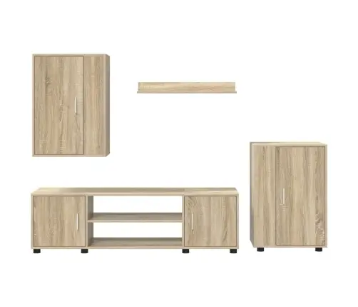 4 Gabalu Tv Skapja Komplekts 4 Pcs Sonomas Ozola Vidaxl