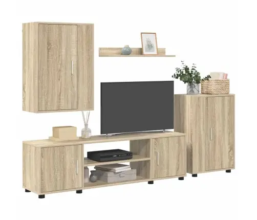 4 Gabalu Tv Skapja Komplekts 4 Pcs Sonomas Ozola Vidaxl