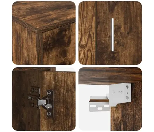 Tv Spintelių Komplektas 4 Pcs Rūkyto Ąžuolo Apdirbta Mediena