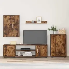 Tv Skapīšu Komplekts 4 Pcs Smoked Oak Inženierijas Koks Vidaxl