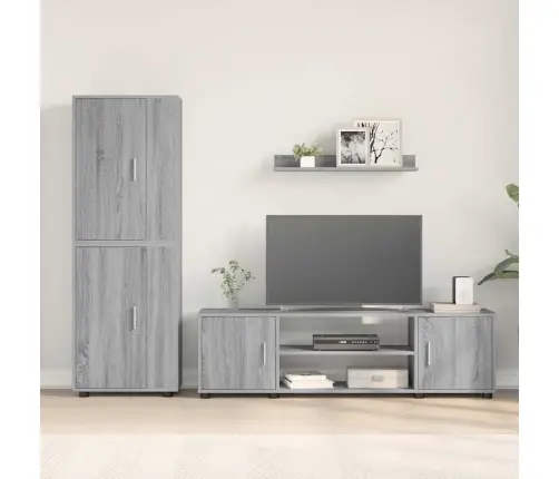 4 Gabalu Tv Skapja Komplekts 4 Pcs Pelēka Sonomas Ozola Vidaxl