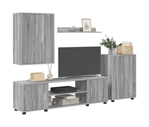 4 Gabalu Tv Skapja Komplekts 4 Pcs Pelēka Sonomas Ozola Vidaxl