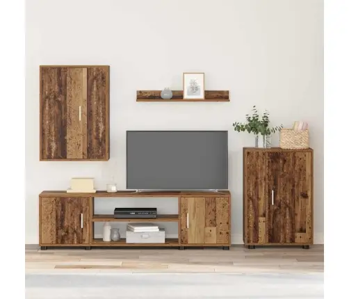 Tv Spintelių Komplektas 4 Pcs Senovinis Medis Apdirbta Mediena