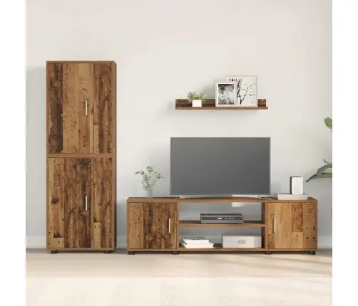 Tv Spintelių Komplektas 4 Pcs Senovinis Medis Apdirbta Mediena