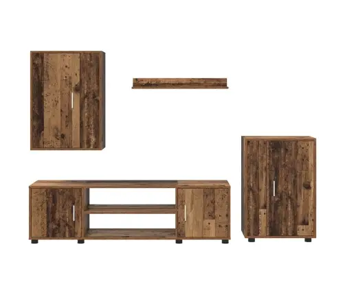 4 Gabalu Tv Skapja Komplekts 4 Pcs Veca Koka Inženierijas Koks Vidaxl