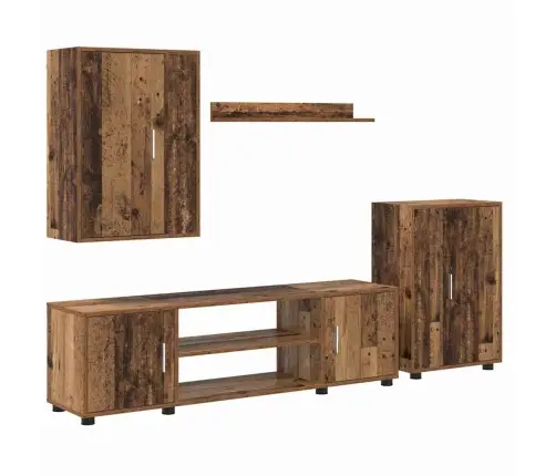 Tv Spintelių Komplektas 4 Pcs Senovinis Medis Apdirbta Mediena