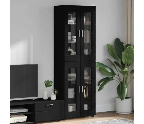 Augstais Skapītis Melna 60 X 35 X 182 Cm Inženierijas Koks Vidaxl