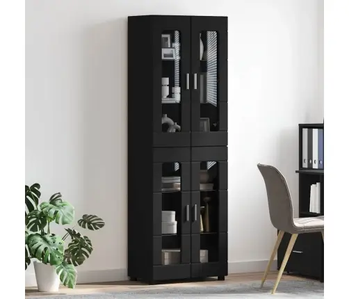 Augstais Skapītis Melna 60 X 35 X 182 Cm Inženierijas Koks Vidaxl