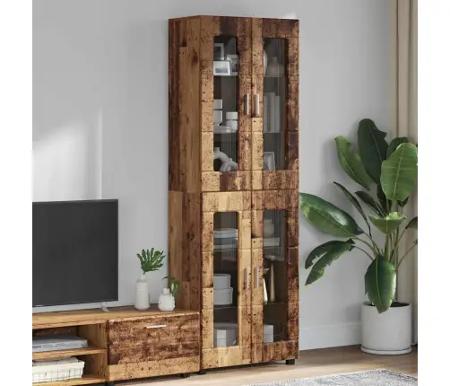 Augstais Skapītis Vecs Koks 60 X 35 X 182 Cm Inženierijas Koks Vidaxl