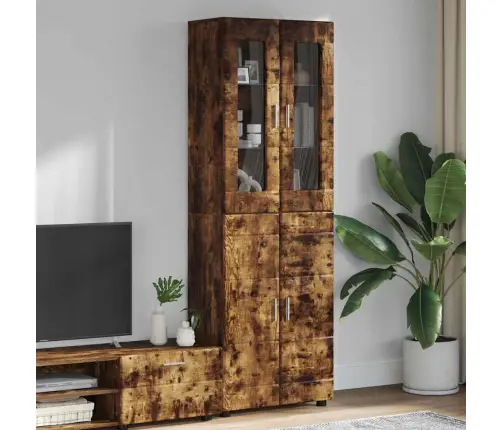 Augstais Skapītis Ar Plauktu Dūmaka Ozols 60 X 35 X 182 Cm Vidaxl