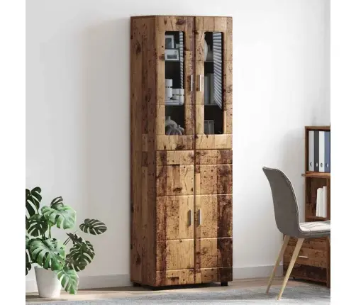 Augstais Skapītis Vecs Koks 60 X 35 X 182 Cm Inženierijas Koks Vidaxl