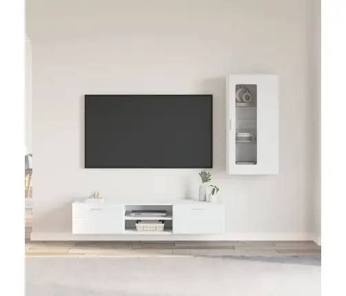 Tv Skapīšu Komplekts Ar Atvilktni Balts Inženierijas Koks Vidaxl