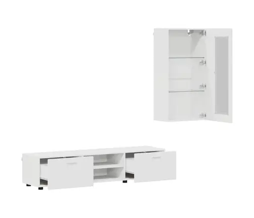 Tv Skapīšu Komplekts Ar Atvilktni Balts Inženierijas Koks Vidaxl
