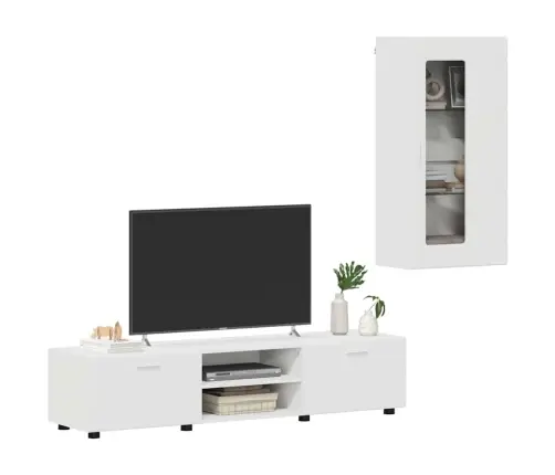 Tv Skapīšu Komplekts Ar Atvilktni Balts Inženierijas Koks Vidaxl