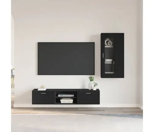 Tv Skapīšu Komplekts Ar Atvilktni Melna Inženierijas Koks Vidaxl